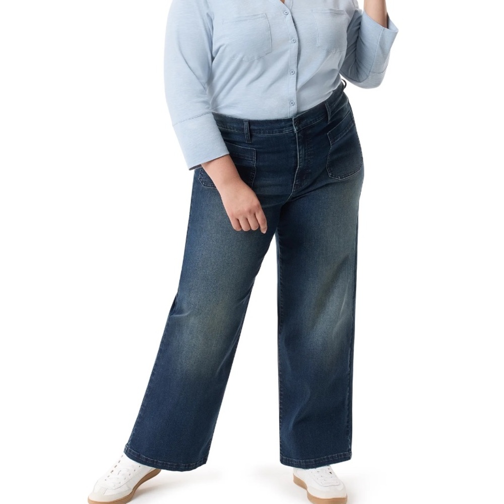 NWT Gloria Vanderbilt Swan Series Women's Plus Patch Pocket Wide Leg Jeans